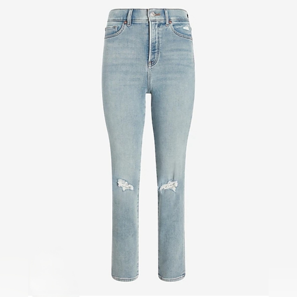 Express light wash slim super high waisted jeans size 10 R